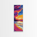 Beach Sunset, Dramatic Clouds, Ocean View, Coastal Home, Serene Atmosphere, Relaxing Art, Living Room, Framed Canvas Print