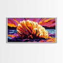 Seashell Sunset, Coastal Wall Art, Beach Decor, Ocean Glow Art, Colorful Nautical Scene, Canvas Print, Living Room Art, Bedroom Accent
