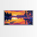 City Skyline Sunset, Canvas Print, Urban Landscape Art, Vibrant Reflection Painting, Modern Home Decor, Office Wall Art, Boho Aesthetic
