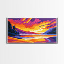 River Mountains, Sunset,Canvas Print, Vibrant Nature Art, Scenic Wall Decor, Rustic Lodge Artwork, Travel Lovers Gift, Living Room Art