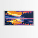 Forest Lake, Sunset, Framed Canvas Print, Nature Art, Wilderness Wall Decor, Landscape Painting, Adventure Home Decor, Bedroom Art