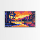 Forest Sunset, Nature Wall Art, Framed Canvas Print, Vibrant Mountain Landscape, Fall Wall Decor, Lodge Decor, Cabin Artwork