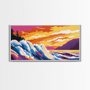 Ocean Waves, Colorful Seascape, Beach Wall Art, Coastal Sunset, Vibrant Ocean Scene, Canvas Print, Living Room Decor, Surf Art, Gift