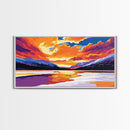 Frozen Lake, Sunset Reflection, Winter Wonderland, Vibrant Mountain Scene, Scenic Wall Art, Canvas Print, Home Decor, Christmas Gift