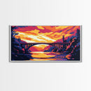 Bridge View, River Sunset, Vibrant Landscape, Golden Hour, Nature Scene, Canvas Print, Living Room Wall Art, Urban Decor, Gift Idea