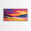Golden Beach, Sunset River, Colorful Nature, Vibrant Seascape, Coastal Landscape, Canvas Print, Bedroom Wall Art, Summer Decor, Gift