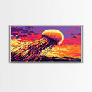 Jellyfish Glow, Ocean Life Art, Vibrant Sea Creatures, Coastal Wall Decor, Underwater Fantasy, Framed Canvas Print