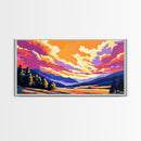 Misty Mountains, Sunrise Sky, Tranquil Scenery, Framed Canvas Print, Cozy Cabin Decor, Colorful Wall Art, Wilderness Home Aesthetic