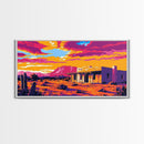 Desert Sunset, Southwest Wall Art, Vibrant Landscape, Colorful Western Scene, Rustic Home Decor, Framed Canvas Print, Living Room Wall Art
