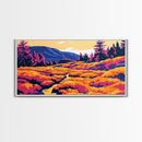 Sunset Meadow, Vibrant Landscape, Nature Painting, Autumn Wall Art, Framed Canvas Print, Living Room Wall Decor, Boho Home Aesthetic
