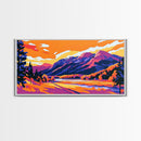Autumn Mountains, Golden Fields, Scenic Wall Art, Vibrant Landscape, Framed Canvas Print, Cozy Cabin Decor, Fall Home Aesthetic