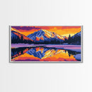 Lake Reflection, Snowy Mountains, Nature Scene, Tranquil Wall Art, Framed Canvas Print, Mountain Home Decor, Adventurous Spirit Gift