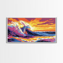 Tropical Wave, Surfing Wall Art, Vibrant Ocean, Beach House Decor, Sunset Painting, Seascape Art, Nautical Style, Canvas Print