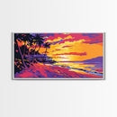 Palm Tree Sunset, Tropical Beach, Ocean View Art, Vibrant Wall Art, Island Retreat, Coastal Decor, Exotic Travel, Canvas Print