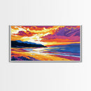 Coastal Sunset, Beach Painting, Vibrant Seascape, Canvas Print, Tropical Wall Art, Living Room Decor, Sunset Ocean Art, Boho Wall Art