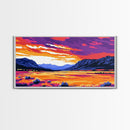 Vibrant Sunset, Mountain Landscape, Colorful Nature, Framed Canvas Print, Living Room Wall Art, Boho Art, Rustic Decor, Nature Painting