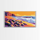 Coastal Cliffs, Waves and Rocks, Ocean Scene, Canvas Print, Modern Beach Wall Art, Tropical Seascape, Sunset Colors, Serene Nature Art