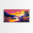 Coastal Sunset, Ocean Wall Art, Serene Landscape, Pink Sky, Boho Decor, Tranquil Scenery, Bedroom Art, Framed Canvas Print