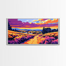 Rolling Hills, Country Path, Farmhouse Decor, Warm Sunset, Vibrant Fields, Cozy Wall Art, Dining Room, Canvas Print