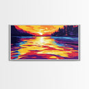 Water Ripples, Serene Sunset, Tranquil Lake, Abstract Nature Art, Bold Colors, Modern Home Aesthetic, Living Room or Office, Canvas Print