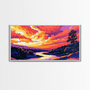 Vibrant Sunset, Golden River, Scenic Nature, Warm Tones, Tranquil Landscape, Office Decor, Living Room, Canvas Print