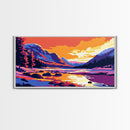 Mountain Lake, Sunset Painting, Scenic Art, Canvas Print, Vibrant Landscape, Office Wall Art, Nature Lover Gift, Adventure Decor