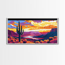 Cactus Sunset, Desert Scene, Southwest Wall Art, Framed Canvas Print, Vibrant Landscape, Boho Decor, Arizona Gift, Warm Tones