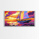Sailboat Sunset, Ocean Serenity, Nautical Decor, Canvas Print, Coastal Wall Art, Sailing Gift, Vibrant Seascape, Relaxing Atmosphere