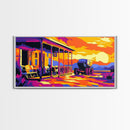 Western Porch, Sunset, Cowboy, Framed Canvas Print, Rustic Wall Art, Old West Scene, Country Home Decor, Warm Tones, Living Room Art