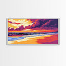Sunset Beach, Ocean Waves, Seaside Decor, Coastal Art, Canvas Print, Living Room Wall Art, Vibrant Landscape, Modern Home Decor