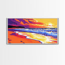 Golden Beach, Ocean Sunset, Coastal Landscape, Seashore Painting, Canvas Print, Living Room Wall Art, Summer Vibes, Serene Seascape