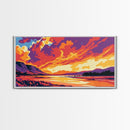 River Sunset, Majestic Cliffs, Mountain Landscape, Nature Art, Canvas Print, Office Decor, Wild Beauty, Tranquil Home Accent