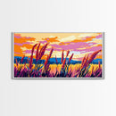 Wheat Field, Golden Sunset, Autumn Landscape, Rustic Nature Art, Framed Canvas Print, Farmhouse Decor, Warm Home Accent, Country Living