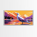 Seagull View, Mountain Lake, Tranquil Waters, Nature Wall Art, Canvas Print, Office Decor, Birdwatching Beauty, Serene Escape