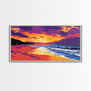 Beach Sunset, Vibrant Seascape, Coastal Art, Ocean View, Framed Canvas Print, Living Room Wall Art, Tropical Decor, Gift Idea