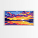 Serene Lake, Sunset Reflection, Vibrant Waters, Nature Art, Framed Canvas Print, Peaceful Wall Art, Living Room Decor, Relaxing Gift