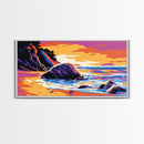 Beach Ocean Waves, Sunset, Framed Canvas Print, Tropical Wall Art, Seaside Decor, Modern Beach Art, Coastal Art, Bedroom Wall Art