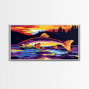 River Sunset, Reflection Nature, Framed Canvas Print, Serene Water Art, Modern Nature Wall Art, Relaxing Art, Dining Room Wall Art