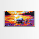 Sunset River, Reflection Vibrant, Framed Canvas Print, Colorful Landscape Art, Modern Home Decor, Nature Inspired, Living Room Wall Art
