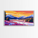 River Winter, Snowy Forest, Framed Canvas Print, Cozy Cabin Art, Winter Wonderland Decor, Nature Wall Art, Living Room Wall Art