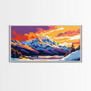 Fiery Sky Over River, Bold Sunset Wall Art, Colorful Nature Print, Dramatic Cloudscape Painting, Framed Canvas Print, Office Wall Decor