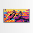 Cliffside Sunset, Bold Landscape Art, Vibrant Nature Print, Colorful Canyon Painting, Dramatic Wall Decor, Framed Canvas Print