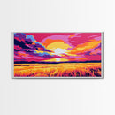 Reflected Sunset Glow, Tranquil Landscape Art, Vibrant Water Print, Bold Color Home Decor, Relaxing Wall Painting, Framed Canvas Print