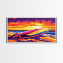 Ocean Waves, Sunset Art, Coastal Landscape, Framed Canvas Print, Beach Wall Art, Tropical Decor, Summer Aesthetic, Living Room Art