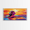 Dock At Sunset, Tranquil Lake, Nature Serenity, Framed Canvas Print, Cabin Wall Art, Peaceful Retreat, Living Room Decor, Fall Aesthetic