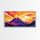 Serene Mountain, Lake Reflection, Autumn Colors, Framed Canvas Print, Modern Nature Art, Living Room Wall Decor, Sunset Painting