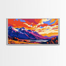 Sunset Cabin, Lakeside Home Decor, Rustic Art, Colorful Landscape, Vibrant Wall Art, Framed Canvas Print, Living Room Wall Art