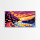 Valley View, Mountain Landscape, Colorful Wilderness Art, Vibrant Home Decor, Scenic Nature Painting, Framed Canvas Print, Office Wall Art
