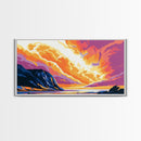 Sunset Cliffs, Ocean Wall Art, Vibrant Seascape, Framed Canvas Print, Coastal Home Decor, Beach House Art, Colorful Landscape