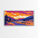 Mountain Sunset, Scenic Wall Art, Framed Canvas Print, Rustic Home Decor, Cabin Landscape Art, Nature Lover Gift, Boho Art
